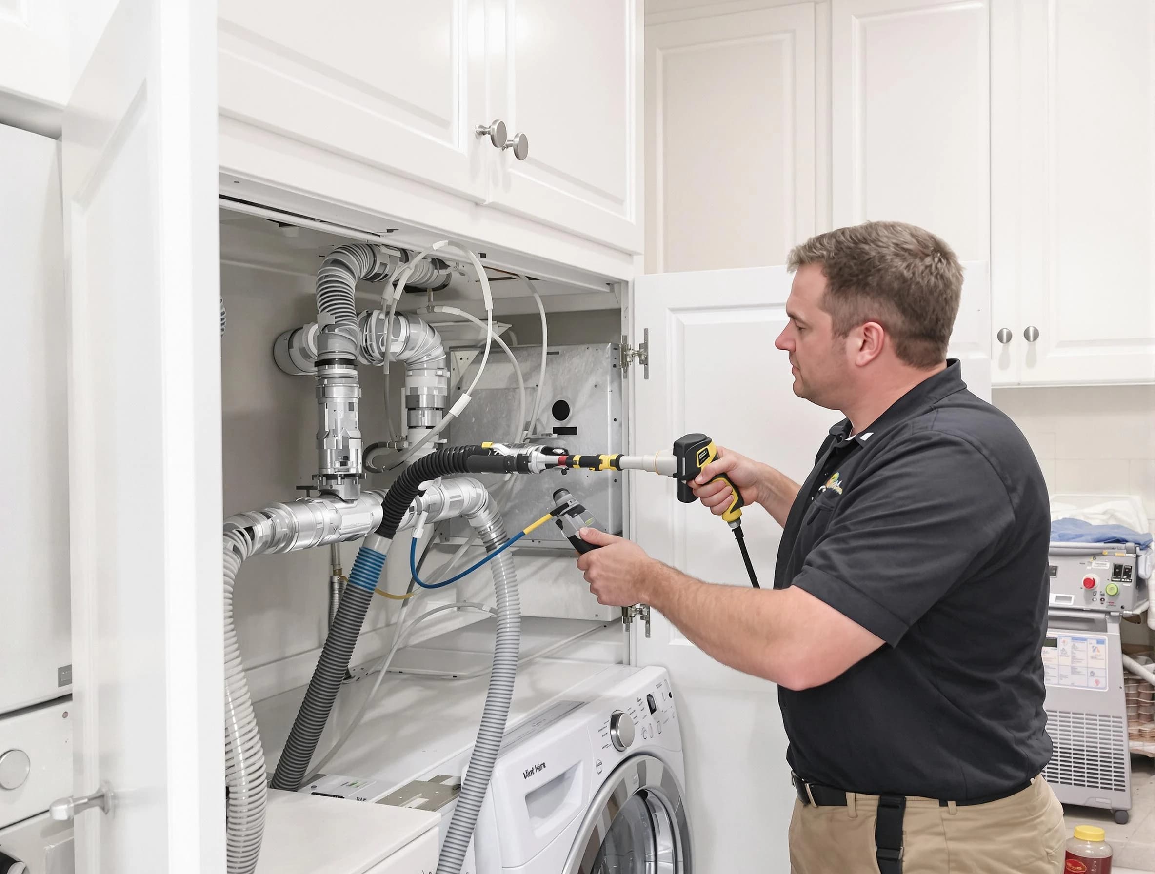 Burlington Dryer Vent Cleaning professional removing severe blockage from a clogged dryer vent in Burlington