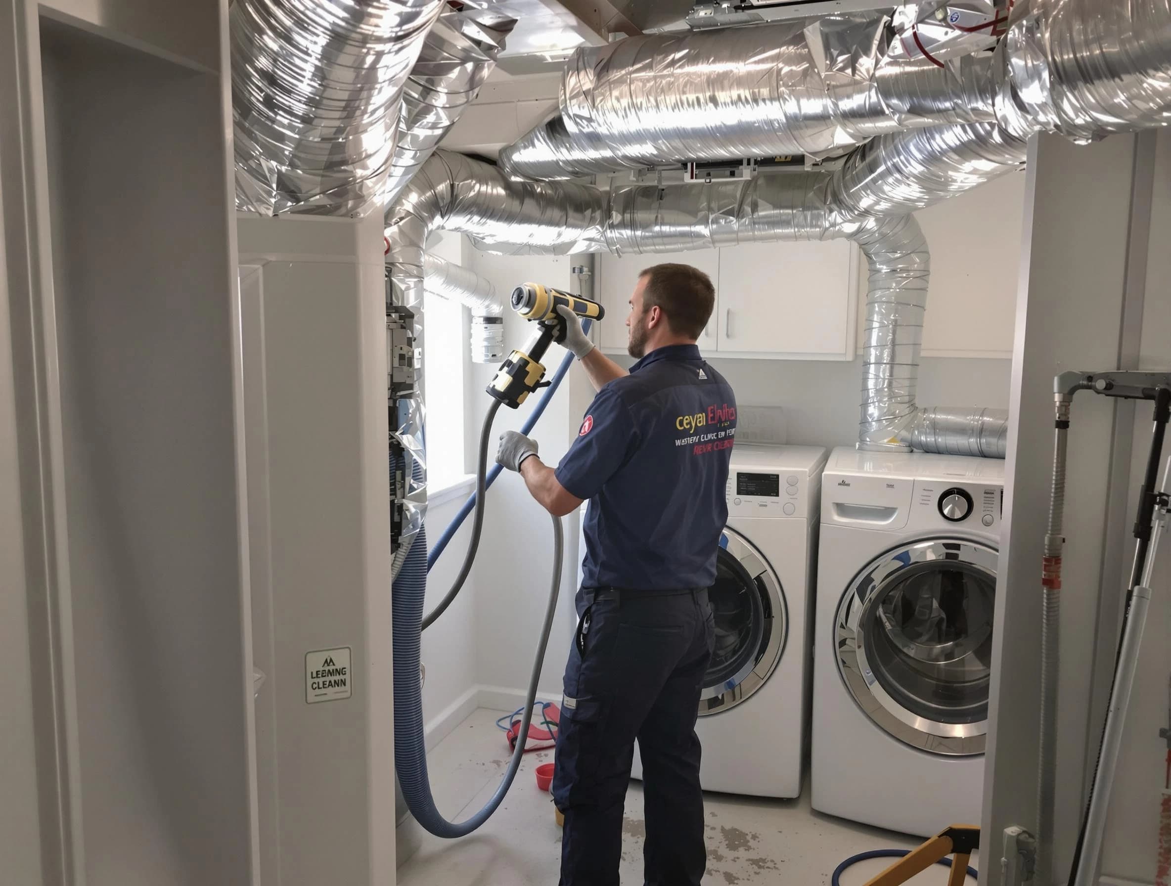 Burlington Dryer Vent Cleaning specialist using advanced equipment for thorough duct cleaning in Burlington