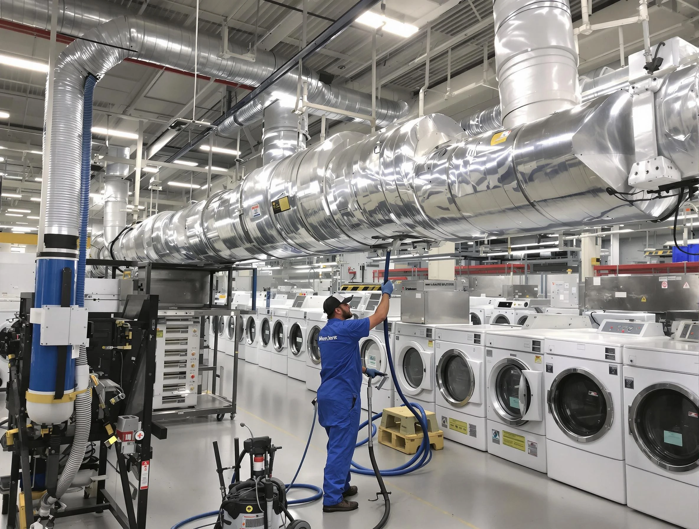 Burlington Dryer Vent Cleaning team performing heavy-duty industrial dryer vent cleaning in Burlington